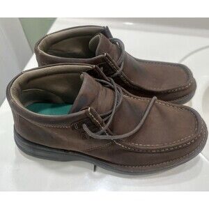 Clarks Wallabees Brown Leather Chukka Moc Toe Ankle Boots Lace Up Mens Casual 10